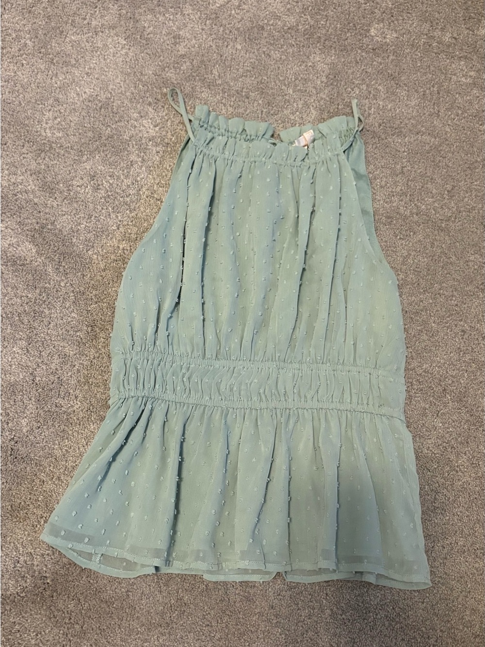 Wayf Mint Halter Smocked Peplum tank blouse L